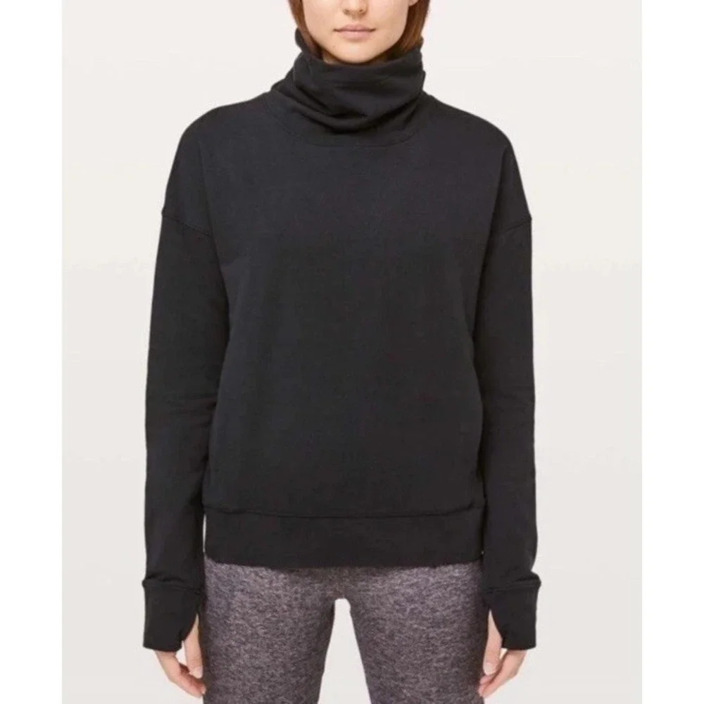Lululemon Go Forward Pullover Fleece Sweatshirt Sz 6 Cowl Neck Athleisure Yoga